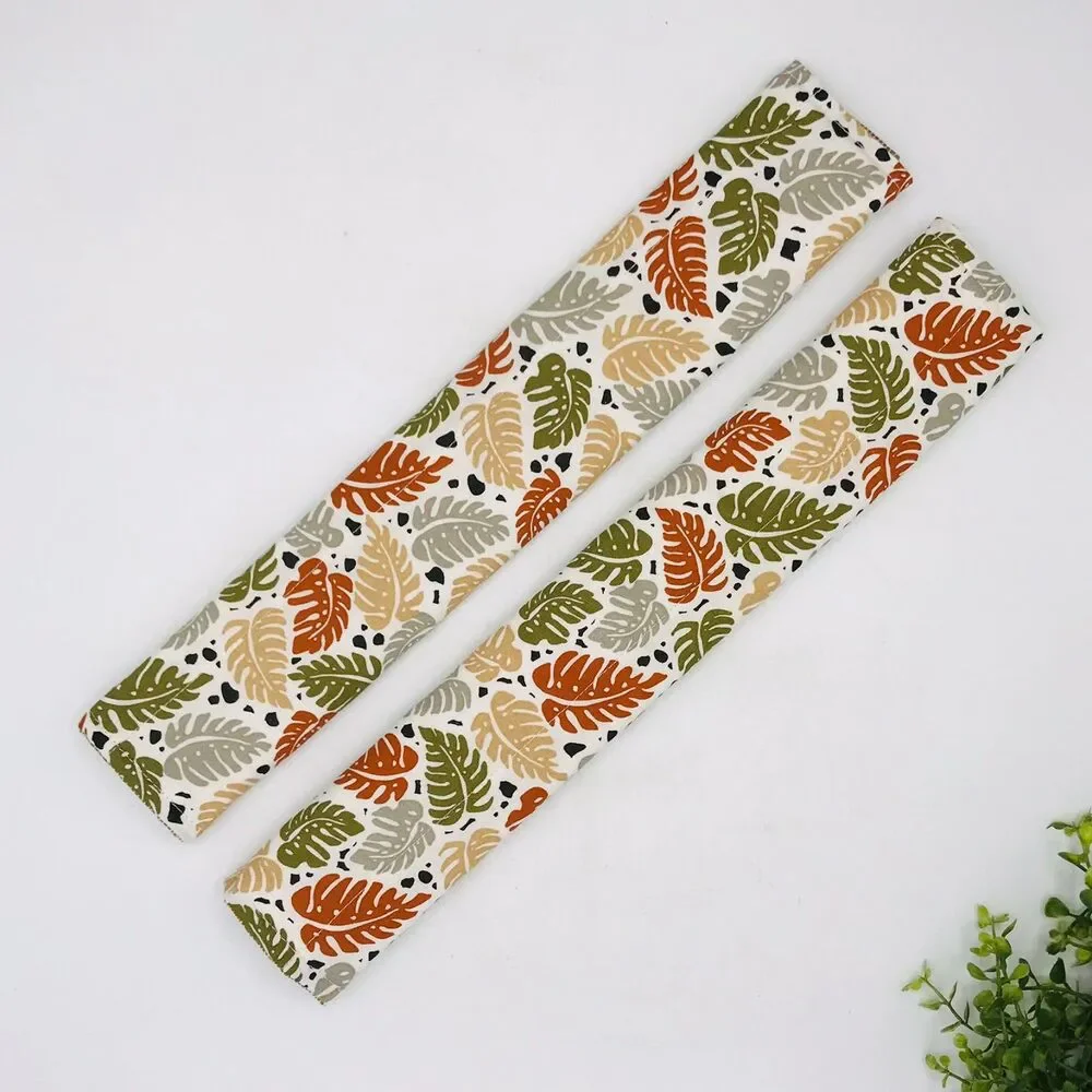 Set of 2 Refrigerator Handle Covers, Reversible, Monstera Tans Beige 14x5